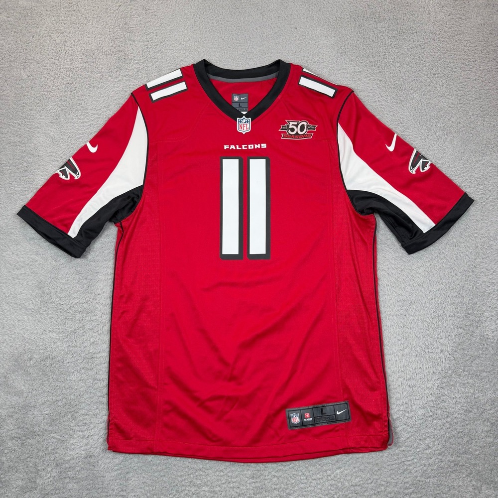 Nike Atlanta Falcons Julio Jones 11 Jersey Mens Large Red 50 Seasons Patch NFL